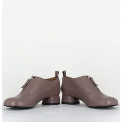 Sale AUDLEY Chaussures petit talon et zip central en cuir taupe - IROY NAPPA FUNGHI GRIS