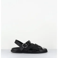 New GARRICE LAB Chaussures plates en cuir semi-ouvertes - KEROU TEXANO NERO NOIR