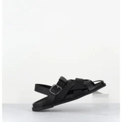 New GARRICE LAB Chaussures plates en cuir semi-ouvertes - KEROU TEXANO NERO NOIR