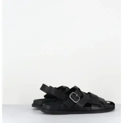 New GARRICE LAB Chaussures plates en cuir semi-ouvertes - KEROU TEXANO NERO NOIR