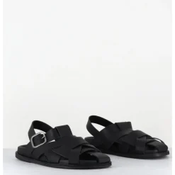 New GARRICE LAB Chaussures plates en cuir semi-ouvertes - KEROU TEXANO NERO NOIR