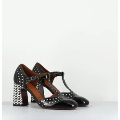 Sale CHIE MIHARA Chaussures salomé à talon en cuir & blanc - MANTE SUCRE NEGRO NOIR