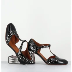 Sale CHIE MIHARA Chaussures salomé à talon en cuir & blanc - MANTE SUCRE NEGRO NOIR