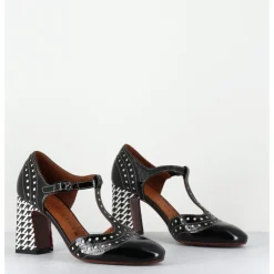 Sale CHIE MIHARA Chaussures salomé à talon en cuir & blanc - MANTE SUCRE NEGRO NOIR