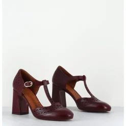 Best CHIE MIHARA Chaussures salomé à talon ne cuir x & détails noirs - MANTE TORITO GRAPE BORDEAU