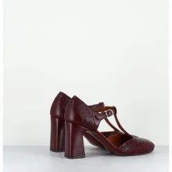 Best CHIE MIHARA Chaussures salomé à talon ne cuir x & détails noirs - MANTE TORITO GRAPE BORDEAU