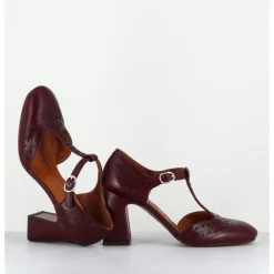 Best CHIE MIHARA Chaussures salomé à talon ne cuir x & détails noirs - MANTE TORITO GRAPE BORDEAU