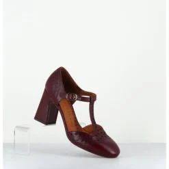 Best CHIE MIHARA Chaussures salomé à talon ne cuir x & détails noirs - MANTE TORITO GRAPE BORDEAU