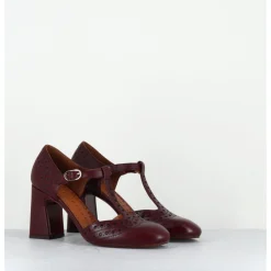 Best CHIE MIHARA Chaussures salomé à talon ne cuir x & détails noirs - MANTE TORITO GRAPE BORDEAU