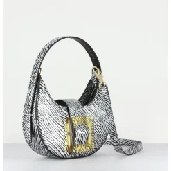 New LES PETITS JOUEURS Cindy Glossy Buckle Bag- Zebra Print ARGENT