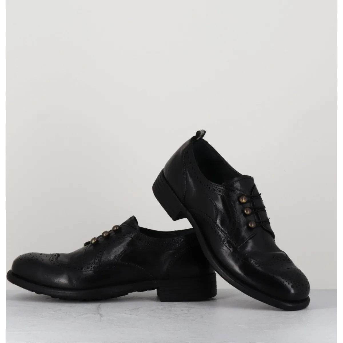 Discount OFFICINE CREATIVE Derbies à boutonnière en cuir - CALIXTE 035 NERO NOIR