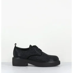 Outlet GARRICE LAB Derbies à lacets en cuir & clous argent - VETTA VELOUR NERO NOIR