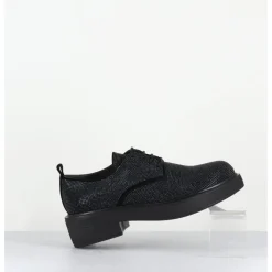 Outlet GARRICE LAB Derbies à lacets en cuir & clous argent - VETTA VELOUR NERO NOIR