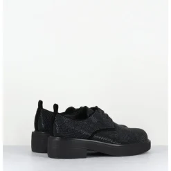 Outlet GARRICE LAB Derbies à lacets en cuir & clous argent - VETTA VELOUR NERO NOIR