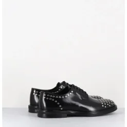 Outlet GARRICE LAB Derbies à lacets en cuir glacé rivets argent - NIVE ABRA NERO NOIR