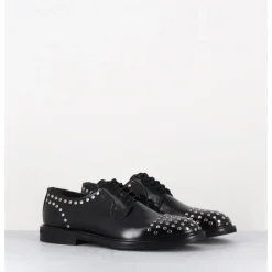Outlet GARRICE LAB Derbies à lacets en cuir glacé rivets argent - NIVE ABRA NERO NOIR