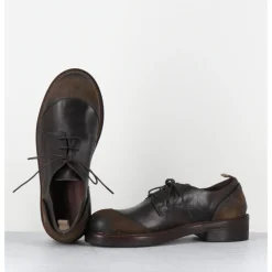 Best GARRICE LAB Derbies à lacets en cuir brossé & bout rapporté - GAMAN DAVIS MUD MARRON