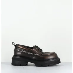 Hot ELENA IACHI Derbies à lacets en cuir vieilli marron métallisé - E4013 RESORT BRONZO BRONZE