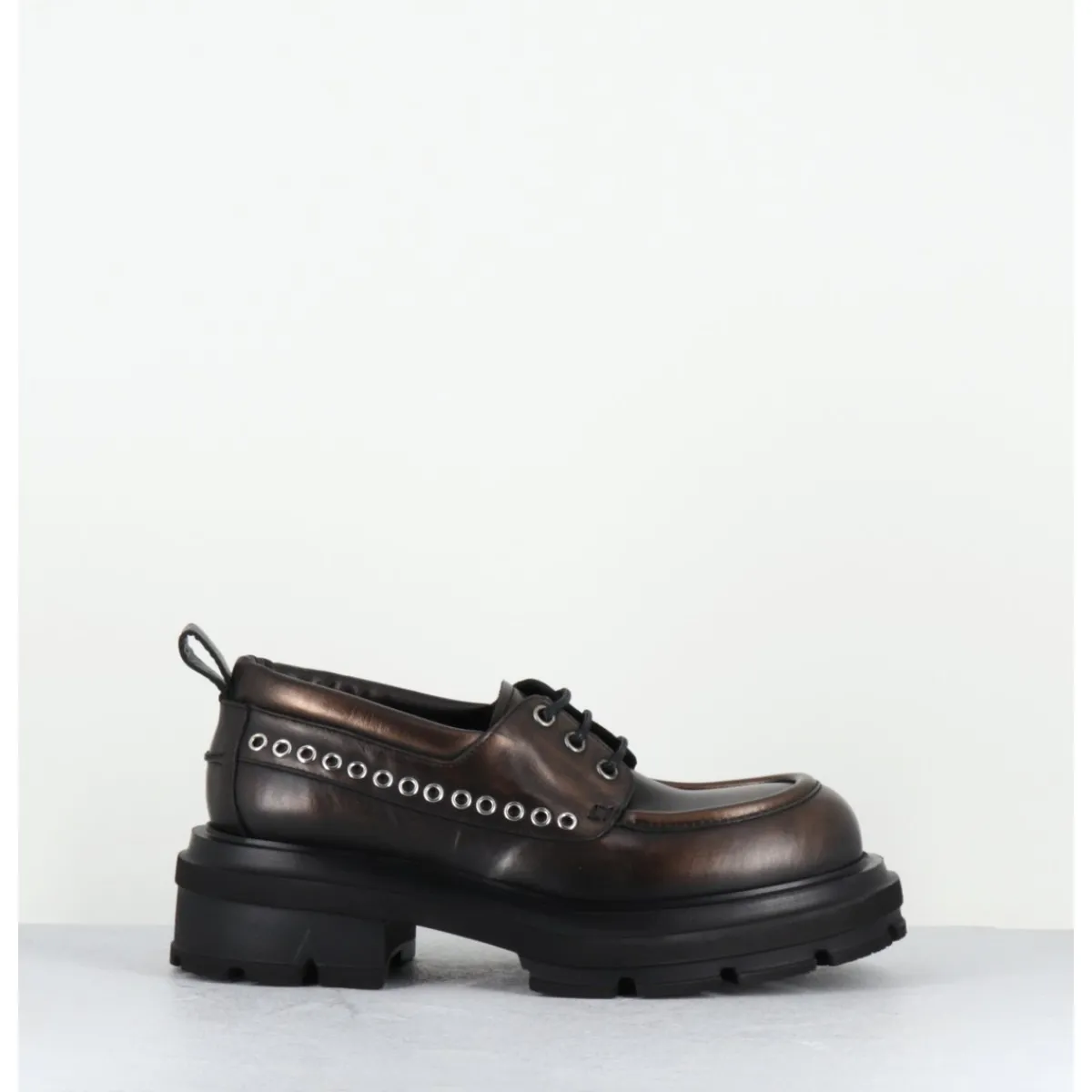 Hot ELENA IACHI Derbies à lacets en cuir vieilli marron métallisé - E4013 RESORT BRONZO BRONZE