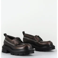 Hot ELENA IACHI Derbies à lacets en cuir vieilli marron métallisé - E4013 RESORT BRONZO BRONZE