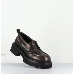 Hot ELENA IACHI Derbies à lacets en cuir vieilli marron métallisé - E4013 RESORT BRONZO BRONZE