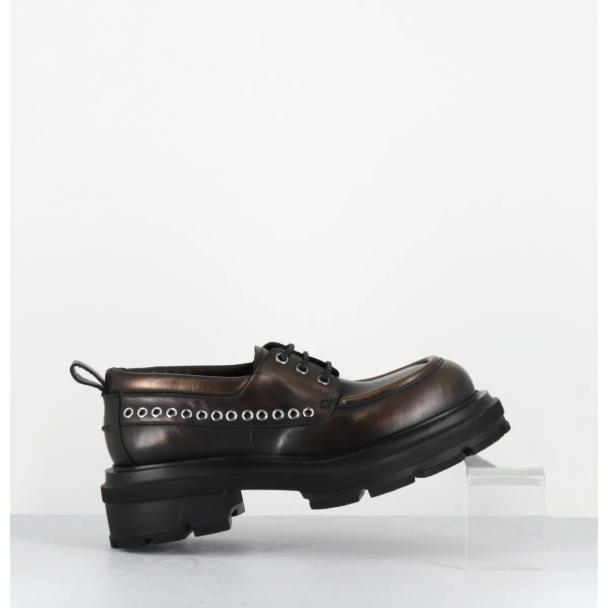 Hot ELENA IACHI Derbies à lacets en cuir vieilli marron métallisé - E4013 RESORT BRONZO BRONZE