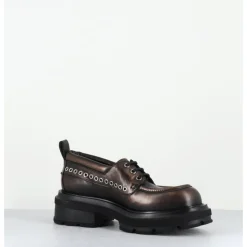 Hot ELENA IACHI Derbies à lacets en cuir vieilli marron métallisé - E4013 RESORT BRONZO BRONZE