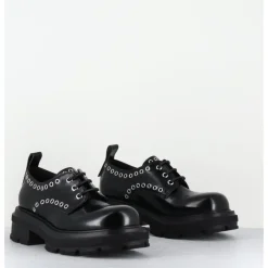 ELENA IACHI Derbies à lacets glacé & rivets - E4119-T BELT NERO NOIR