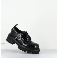 ELENA IACHI Derbies à lacets glacé & rivets - E4119-T BELT NERO NOIR