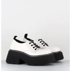 VIC MATIE Derbies en cuir glacé semelle épaisse - 1D7702D BUFFY ICE BLANC