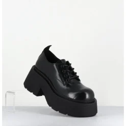 Clearance VIC MATIE Derbies en cuir glacé fumé semelle épaisse - 1D7702D BUFFY BLACK NOIR