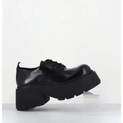 Clearance VIC MATIE Derbies en cuir glacé fumé semelle épaisse - 1D7702D BUFFY BLACK NOIR