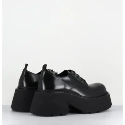 Clearance VIC MATIE Derbies en cuir glacé fumé semelle épaisse - 1D7702D BUFFY BLACK NOIR