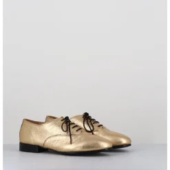 Hot TO&CO Derbies minimalistes en cuir doré - STJA COW PLATINO DORE