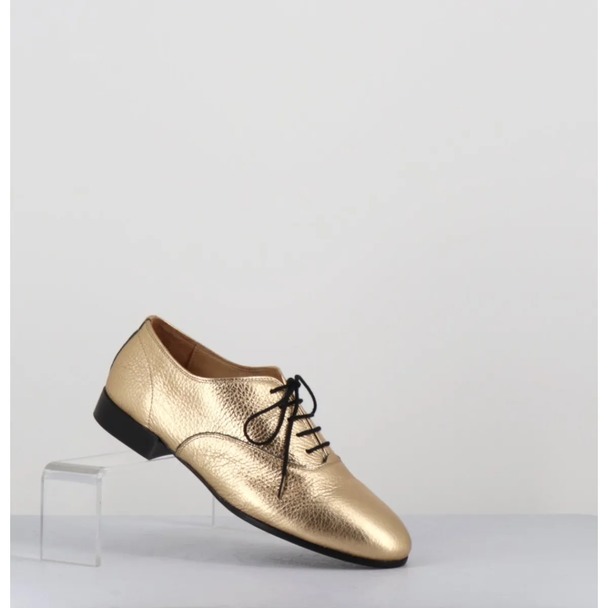 Hot TO&CO Derbies minimalistes en cuir doré - STJA COW PLATINO DORE