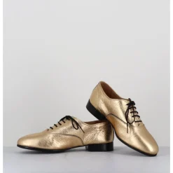 Hot TO&CO Derbies minimalistes en cuir doré - STJA COW PLATINO DORE
