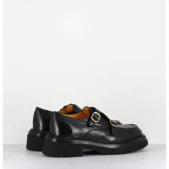 Clearance MARA BINI Derby à double boucle en cuir souple - T219 SETA NERO NOIR