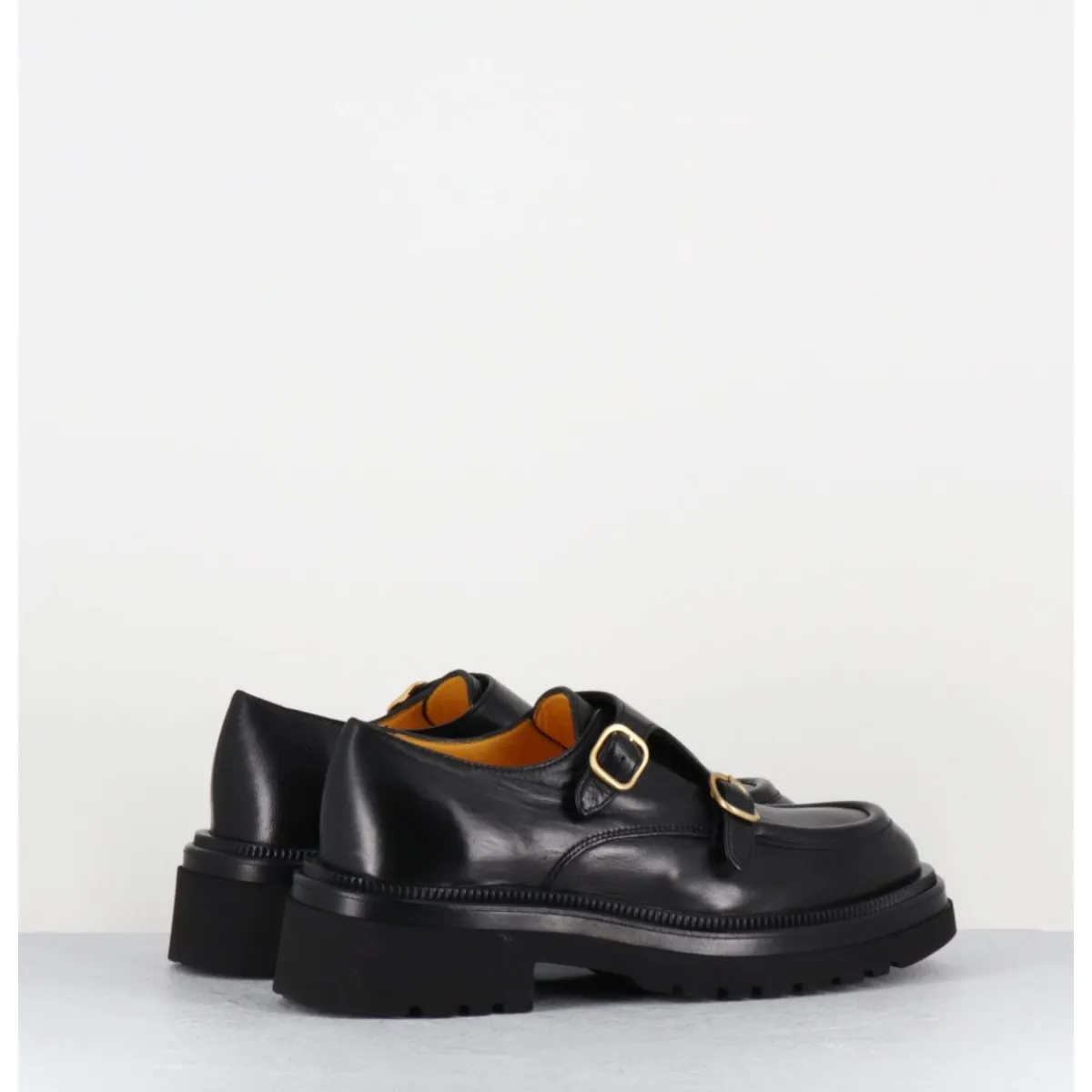 Clearance MARA BINI Derby à double boucle en cuir souple - T219 SETA NERO NOIR