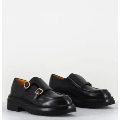 Clearance MARA BINI Derby à double boucle en cuir souple - T219 SETA NERO NOIR