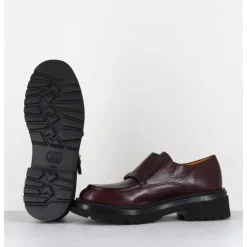Discount MARA BINI Derby à double boucle en cuir souple x - T219 SETA VINACCIA BORDEAU