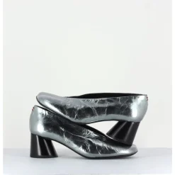 Best HALMANERA Escarpin en cuir froissé métallisé talon cylindrique - ODILE01 METAL ARGENT