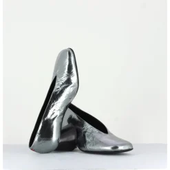 Best HALMANERA Escarpin en cuir froissé métallisé talon cylindrique - ODILE01 METAL ARGENT