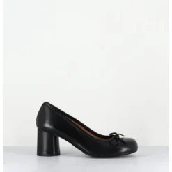 New AUDLEY Escarpins à talon cuir & petit noeud - RINA NAPPA BLACK NOIR