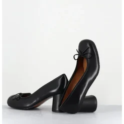 New AUDLEY Escarpins à talon cuir & petit noeud - RINA NAPPA BLACK NOIR