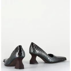 Best MIISTA Escarpins bout carré imprimé serpent marron - BETH BLU BROWN SNAKE BLEU