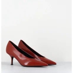 Hot LELLA BALDI Escarpins bout pointu en cuir glacé - LT2434 SPAZZO RUGGINE BRIQUE