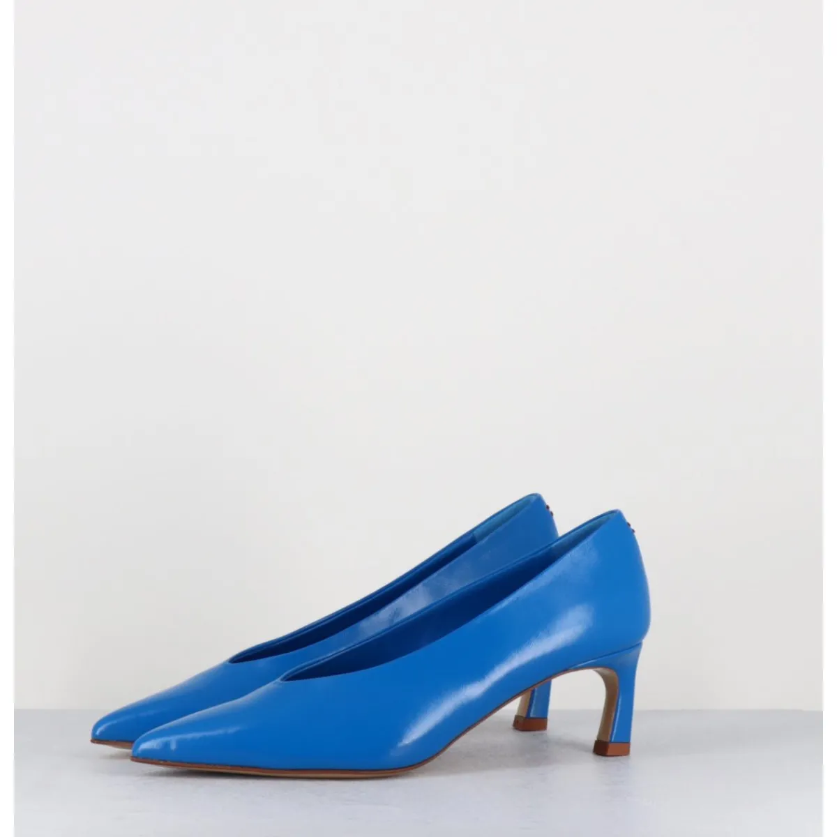 Clearance HALMANERA Escarpins bout pointu en cuir petit talon - VALE10 GLAZE ATOLLO BLEU