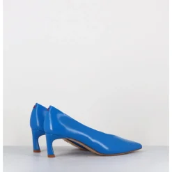 Clearance HALMANERA Escarpins bout pointu en cuir petit talon - VALE10 GLAZE ATOLLO BLEU