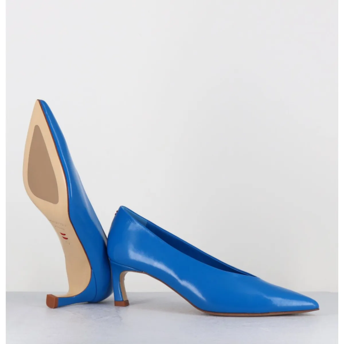 Clearance HALMANERA Escarpins bout pointu en cuir petit talon - VALE10 GLAZE ATOLLO BLEU