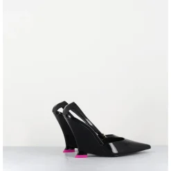 Clearance 3JUIN Escarpins bout pointu vernis talon compensé y2k -CLEA PATENT BLACK NOIR